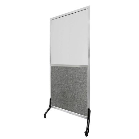 Aarco Freestanding Half Glass/Half Fabric Dividers 72"x36" Grey Mix HGH7236012